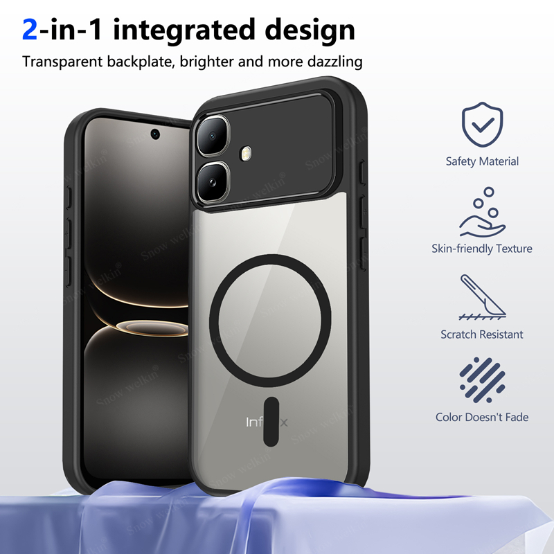 Clear Shockproof Bumper Case - Magnetic Transparent Silicone Case for Infinix