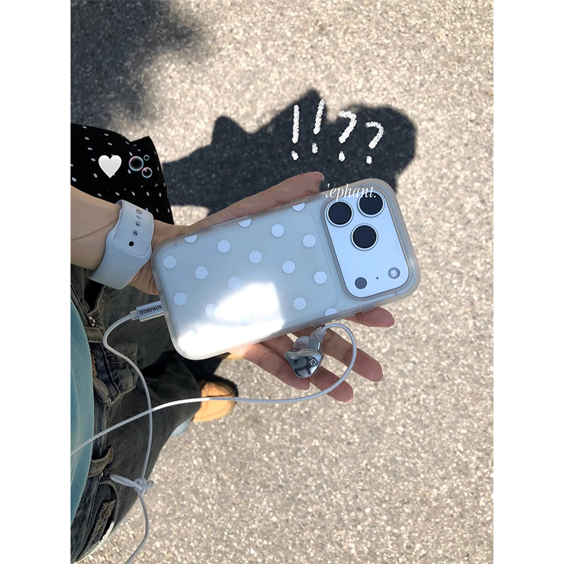 Clear Shockproof Bumper Case - Simple Angel White Polka Dot Clear