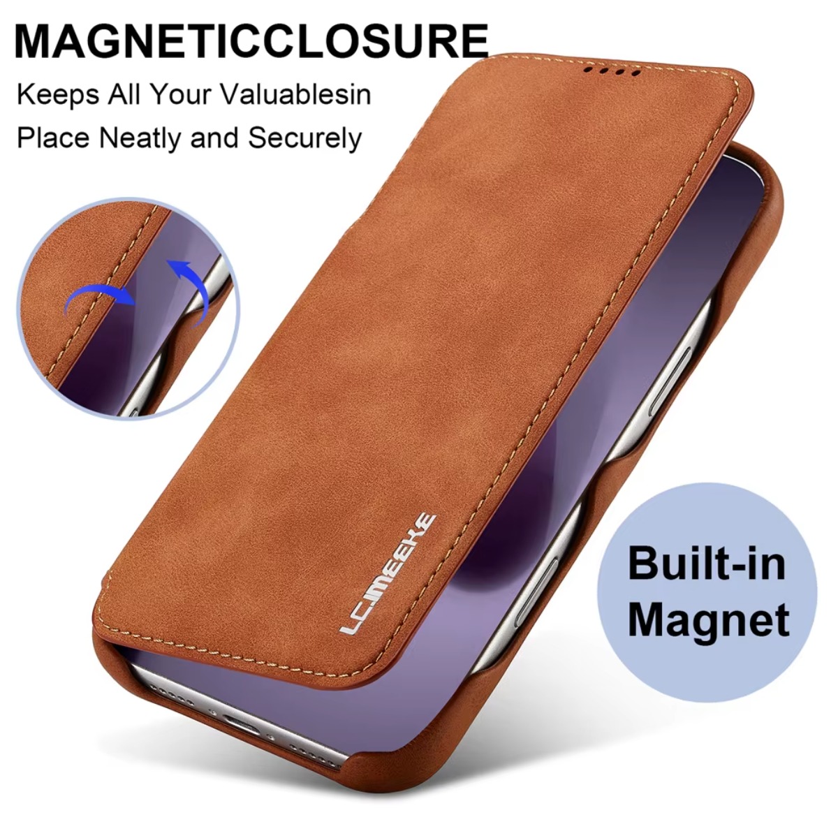 Leather Wallet Card Holder Phone Cover - Leather Wallet Magnetic Flip Cover with