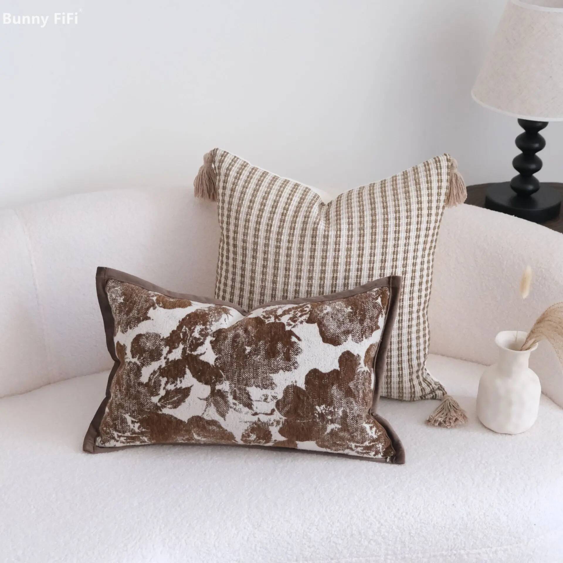 Vintage Floral Pattern Soft Case - Floral Striped Pattern Boho Cushion Covers