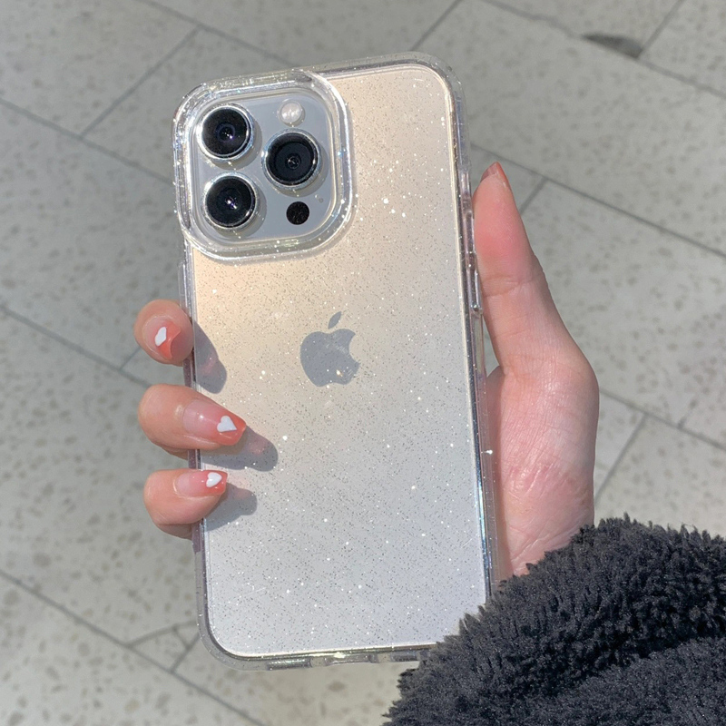 Clear Shockproof Bumper Case - Transparent Simple Glitter Phone Case For