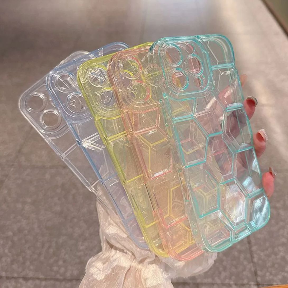 Clear Shockproof Bumper Case - Honeycomb Geometric Football Pattern Phone Case