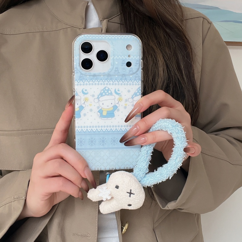 Cute Cartoon Wrist Strap Silicone Case - Cute winter Polka Dots hat Miffy