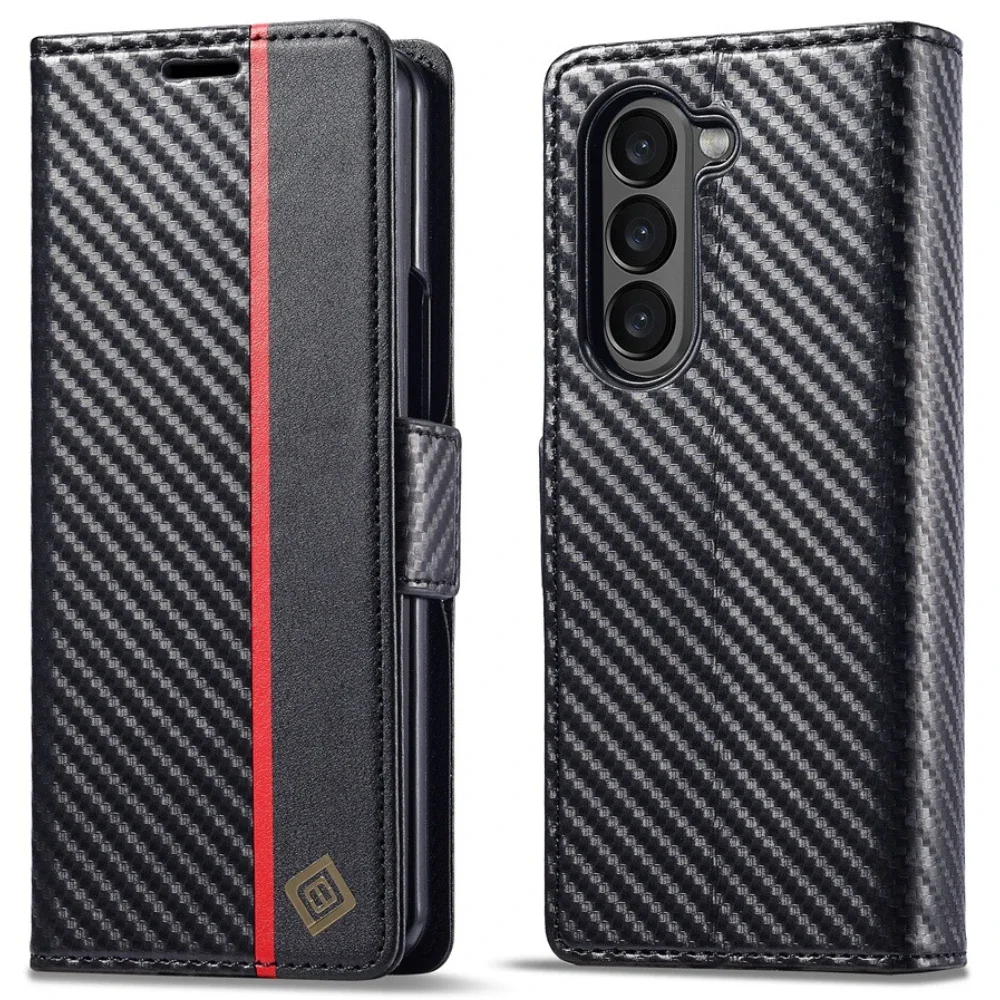 Luxury Carbon Fiber PU Leather - Leather Wallet Card Holder Phone Cover review and price