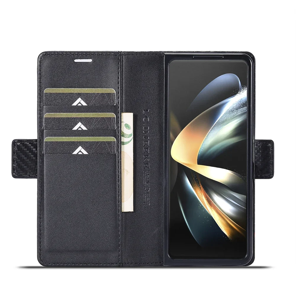 Luxury Carbon Fiber PU Leather - Leather Wallet Card Holder Phone Cover review and price