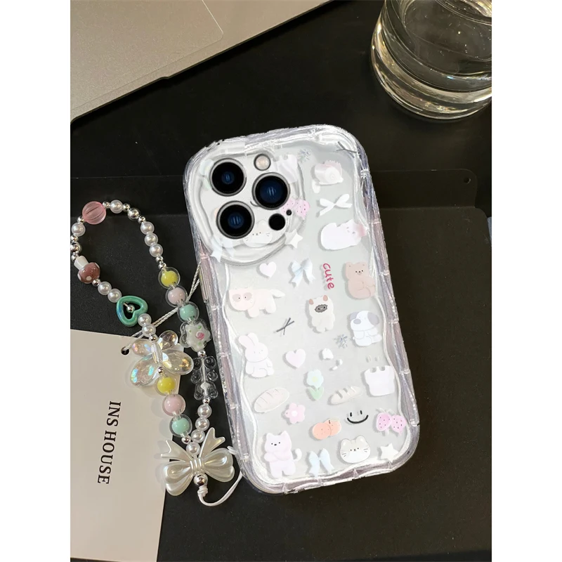 Cute Cat Bow Wrist Chain Case  - Cute Cartoon Wrist Strap Silicone Case review and price
