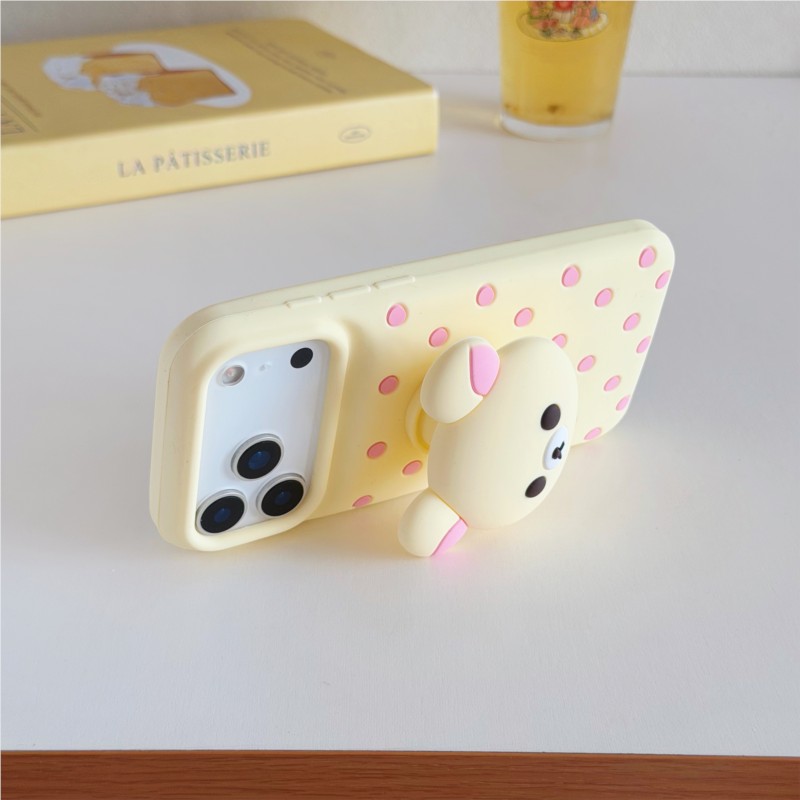 3D Rilakkuma Bear Polka Dot Si - Cute Cartoon Wrist Strap Silicone Case review and price