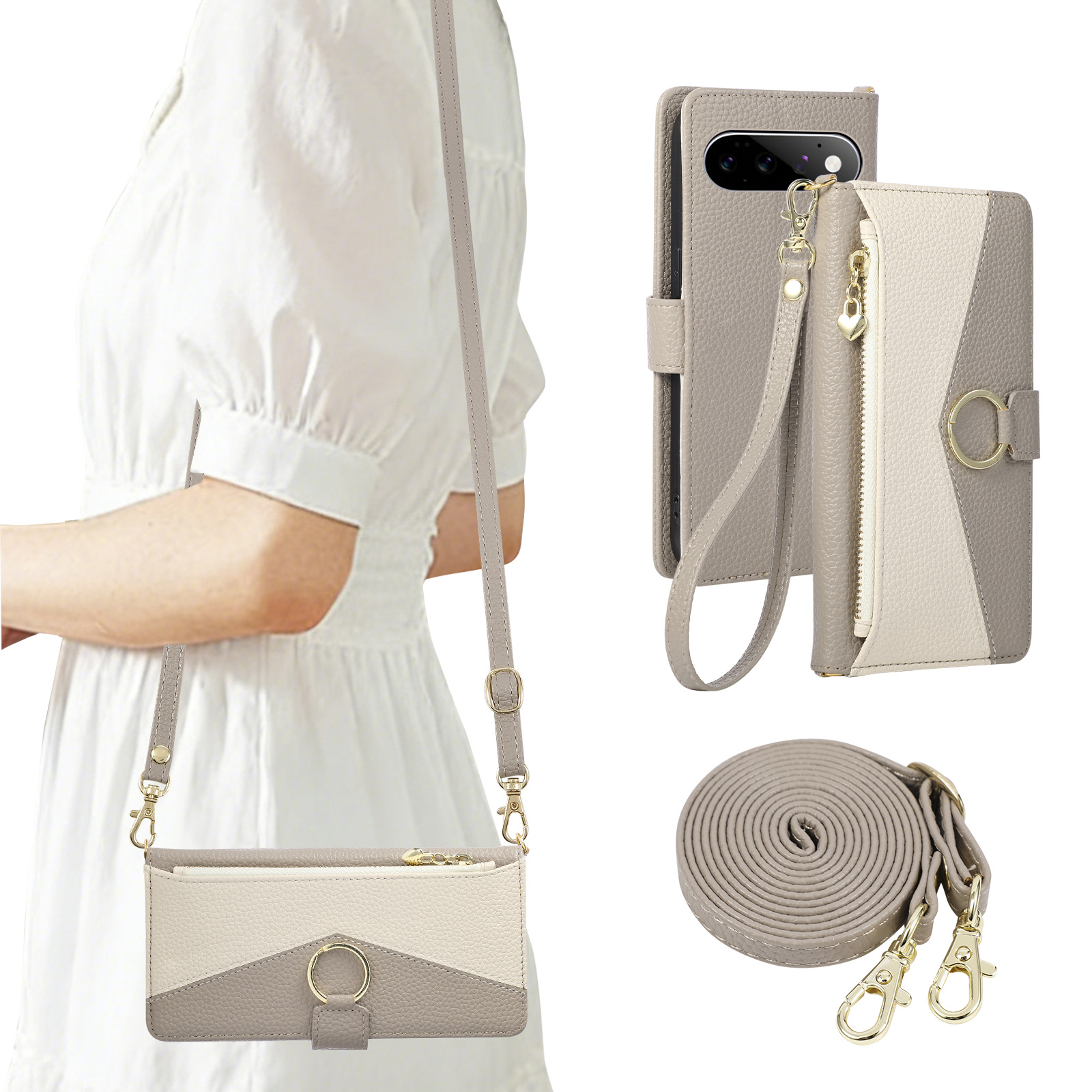 Crossbody Long Lanyard Flip Ca - Leather Wallet Card Holder Phone Cover review and price